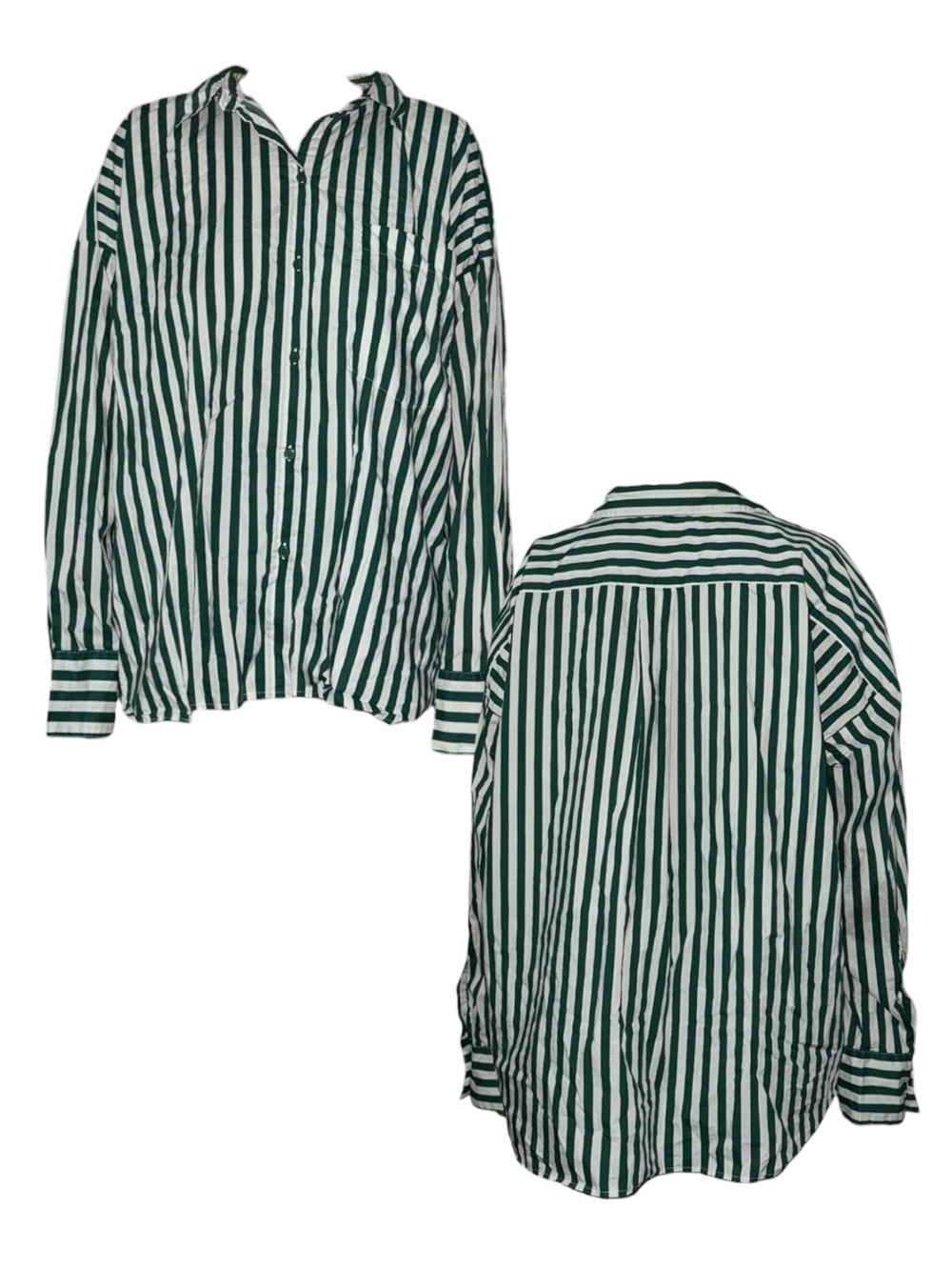NWOT Green Striped Women's Button Down Top